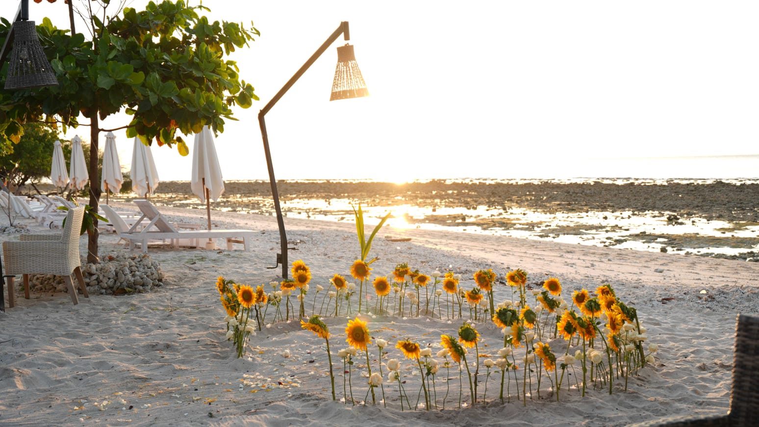 Sunflower decoration on the beach